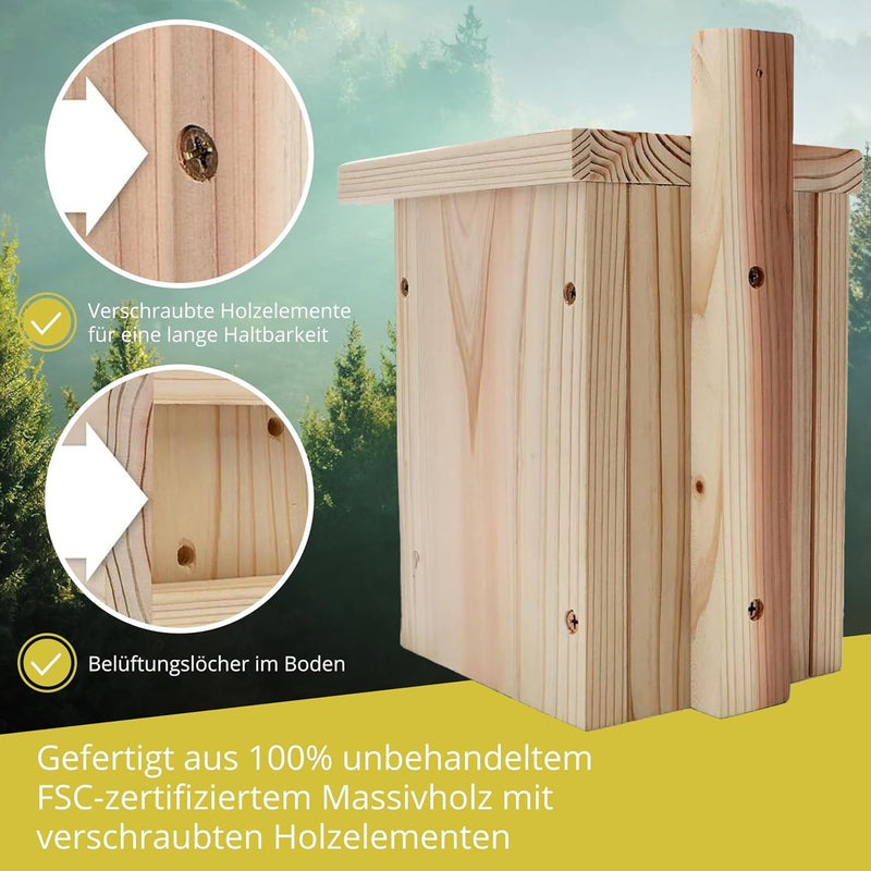 wildtier herz I Vogel Nistkasten Rotkehlchen aus Massiv-Holz - Verschraubt, Nistkästen für Vögel, Ni
