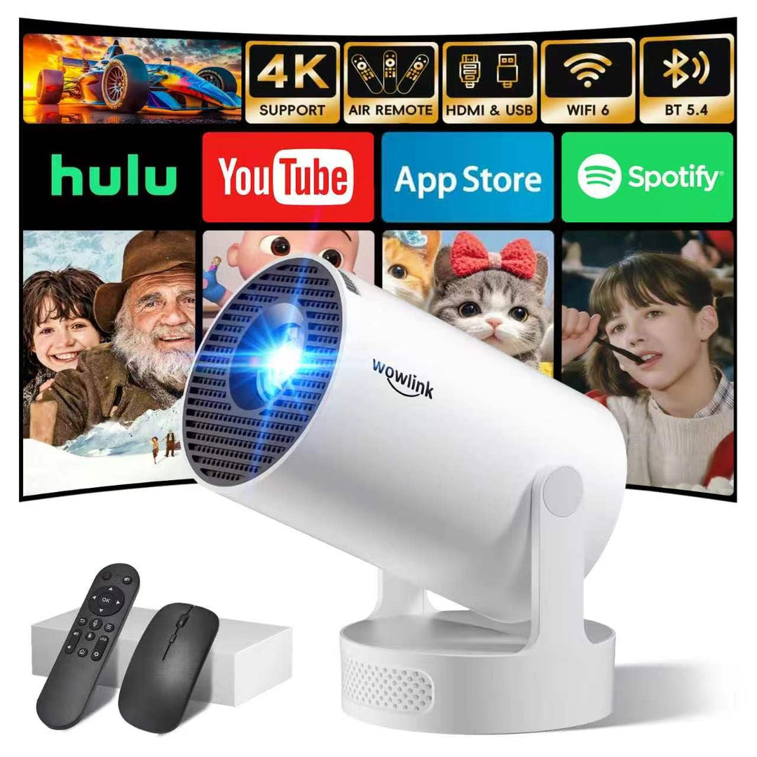 Mini Beamer Unterstützt 4K 1080P, Projektor Tragbarer mit WiFi 6 und Bluetooth 5.4, Beamer Klein Pro