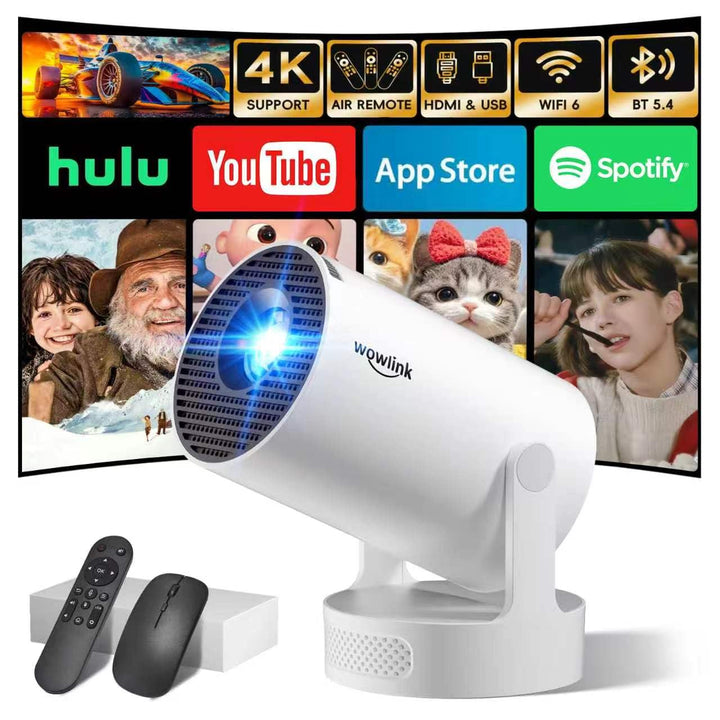Mini Beamer Unterstützt 4K 1080P, Projektor Tragbarer mit WiFi 6 und Bluetooth 5.4, Beamer Klein Pro