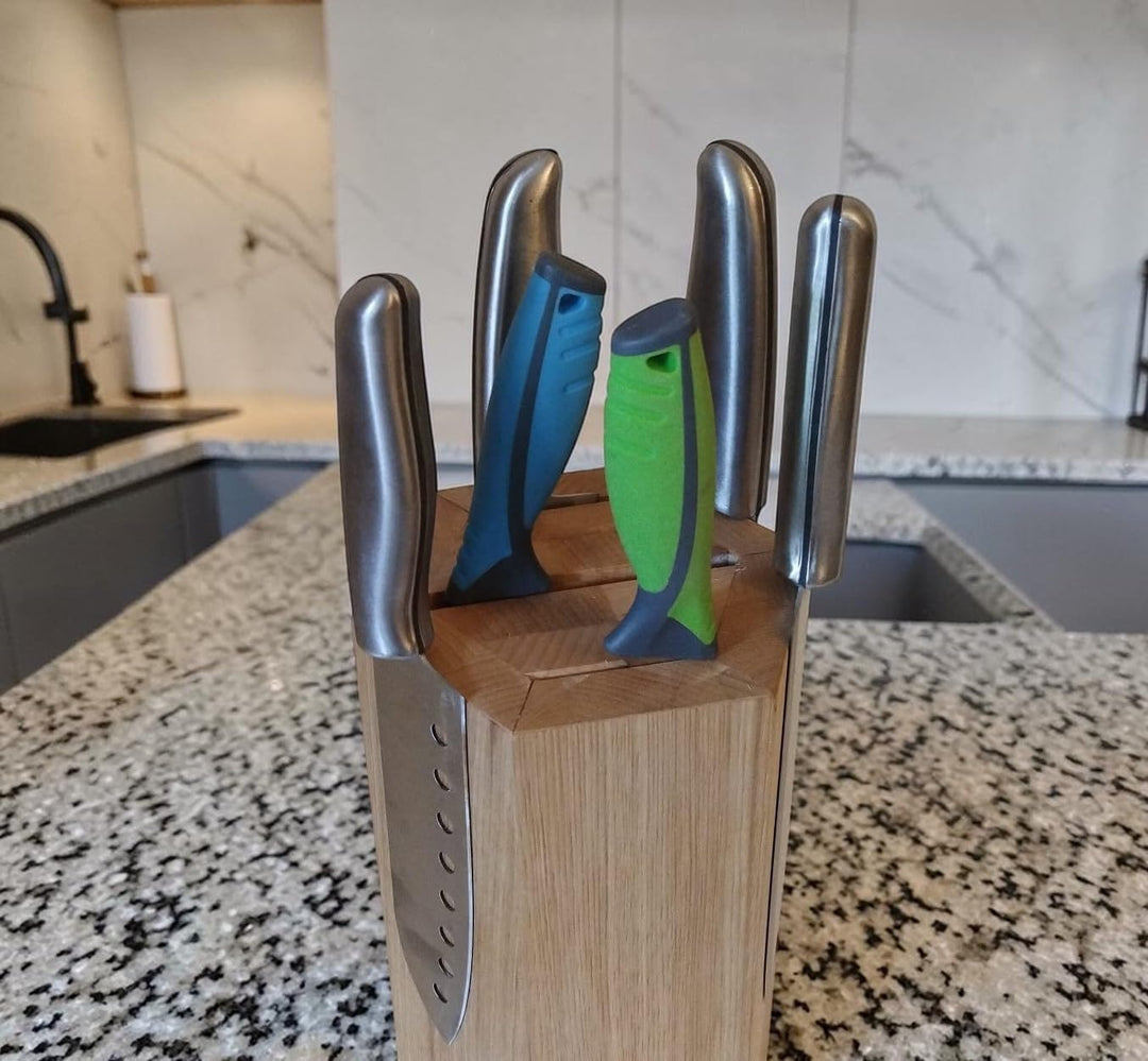 360° Drehbarer Magnetischer Messerblock Magnetisch Messerhalter aus Buchen holz mit starken Magneten