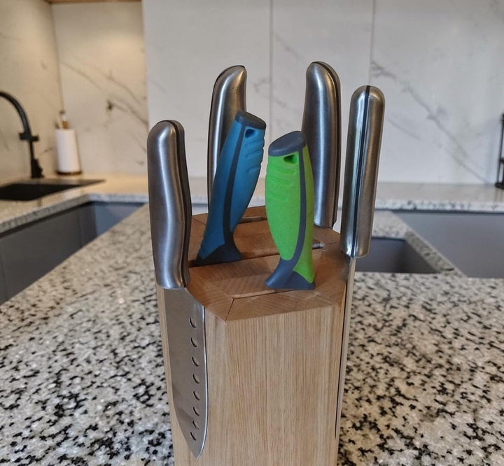 360° Drehbarer Magnetischer Messerblock Magnetisch Messerhalter aus Buchen holz mit starken Magneten