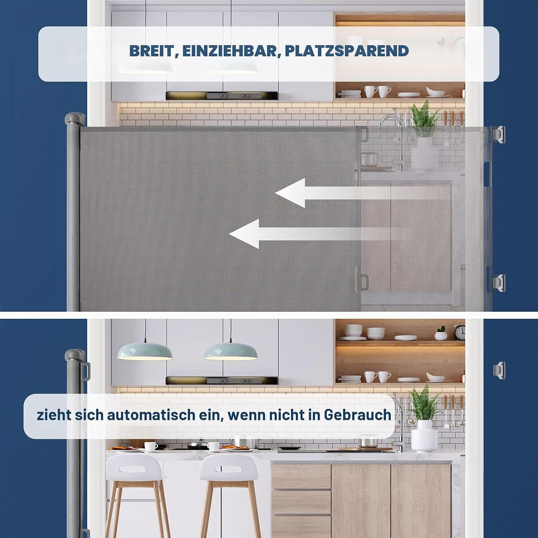 HollyHOME Treppenschutzgitter Ausziehbar 0-180cm, Extra Breit Babygitter, Einhandbedienung, Türschut
