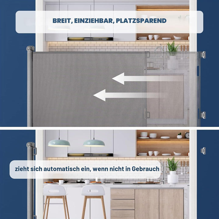 HollyHOME Treppenschutzgitter Ausziehbar 0-180cm, Extra Breit Babygitter, Einhandbedienung, Türschut