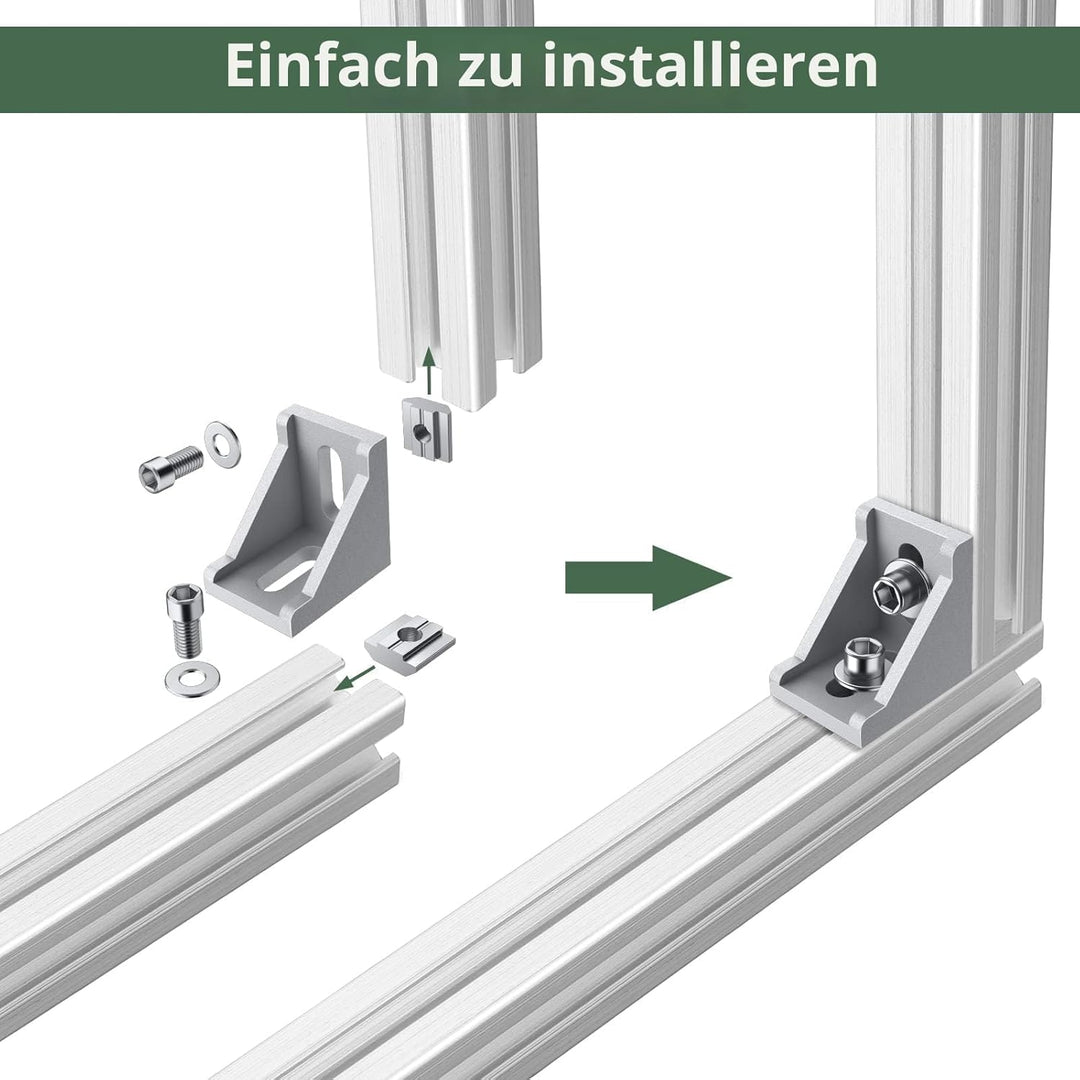 EYPINS 40x Befestigungsmaterial Winkel Befestigung, Aluprofil 30x30 & 30x60 Nut 8 Raster Streben Alu