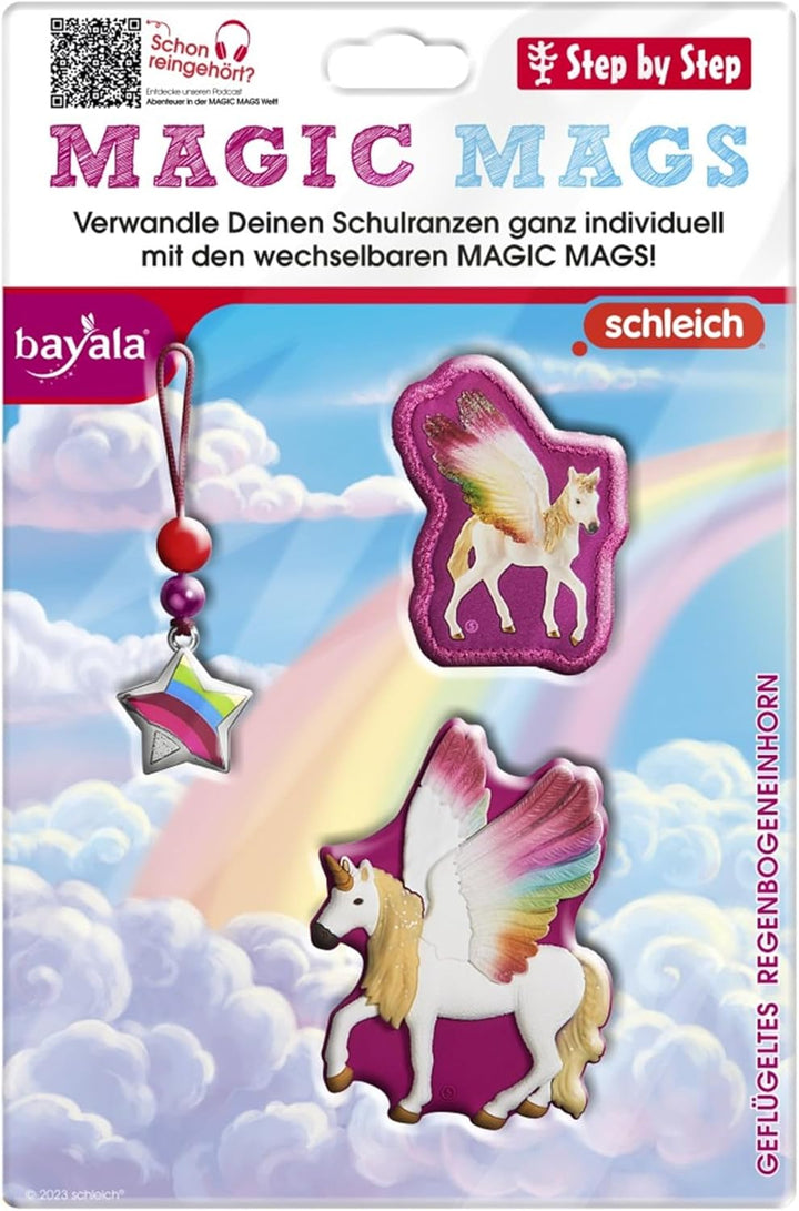 Step by Step Magic MAGS Schleich bayala® Regenbogeneinhorn, rosa, 3-TLG, 2 Magnet-Applikationen & 1
