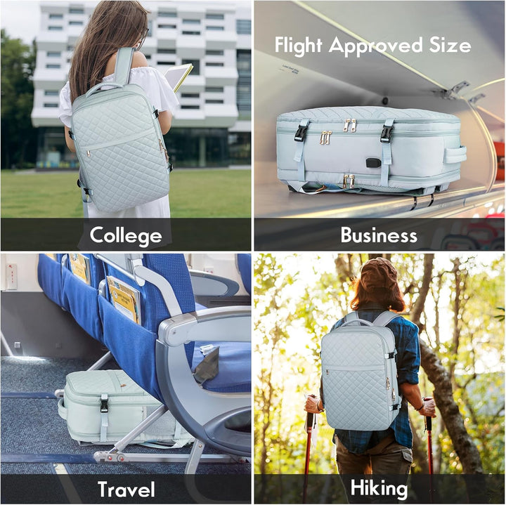 MOMUVO Grosser Reiserucksack für Damen, flugzugelassener Handgepäck-Rucksack, wasserabweisend, Diebs