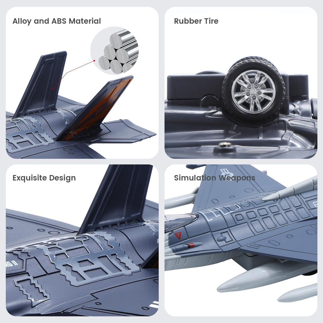 HOLYFUN 2 Packungen Spielzeug Flugzeug für Jungen mit Sound & Licht, Fighter Jet Plane Model Toys, P