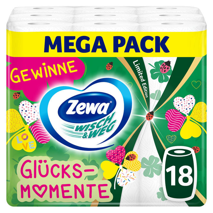 Zewa WischundWeg Limited Edition Küchenrolle, Grosspackung, Hell, 9 x 2 Stück Limited Edition Küchen