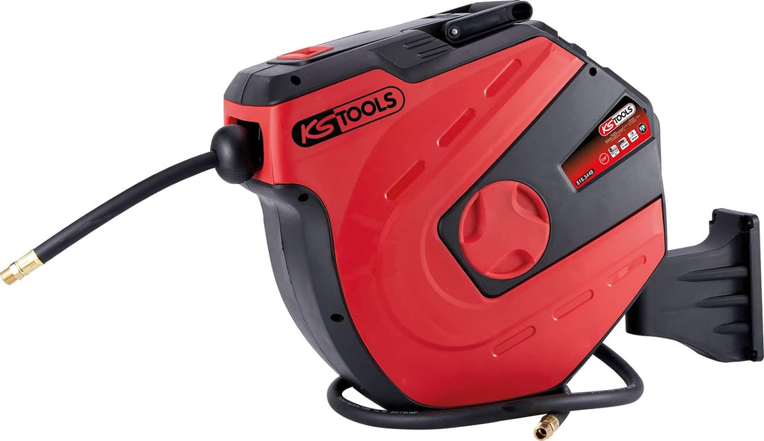 KS Tools 515.3440 Automatischer Druckluftschlauch-Aufroller, Ø 10mm x 15m Single, Single