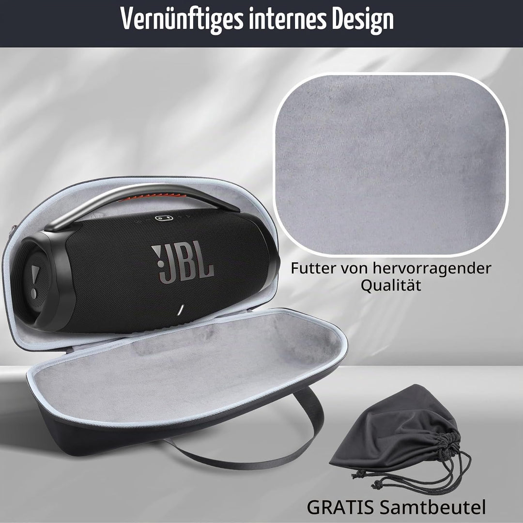 co2CREA Hart Tragetasche mit Mini Zubehörtasche und Schultergurt Für JBL Boombox 3 /Boombox 3 WiFi/B