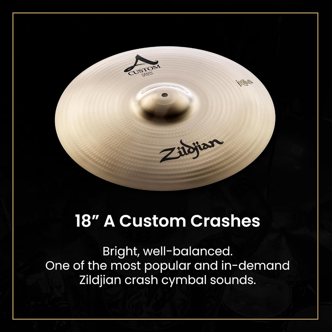 Zildjian A Custom Series Cymbal Box Set - 14" Hi-Hats, 16"/18" Crash, 20" Medium Ride A Custom 4 Pac