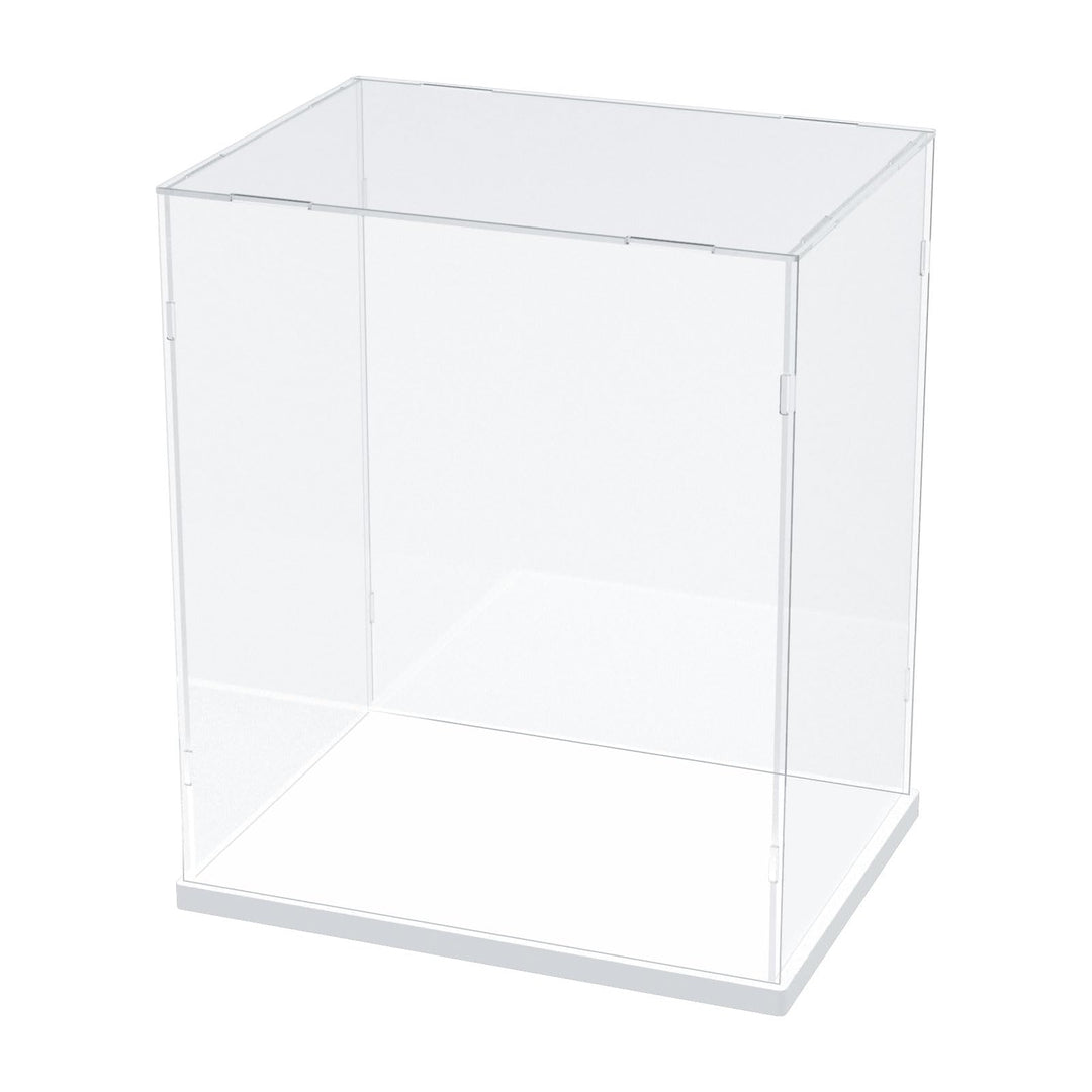 Nynelly Vitrine für Sammler, Vitrine aus Acryl für Figuren, transparente Acrylbox mit weisser Basis,