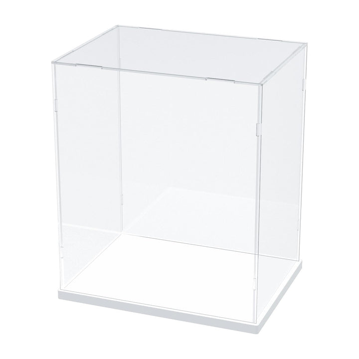 Nynelly Vitrine für Sammler, Vitrine aus Acryl für Figuren, transparente Acrylbox mit weisser Basis,