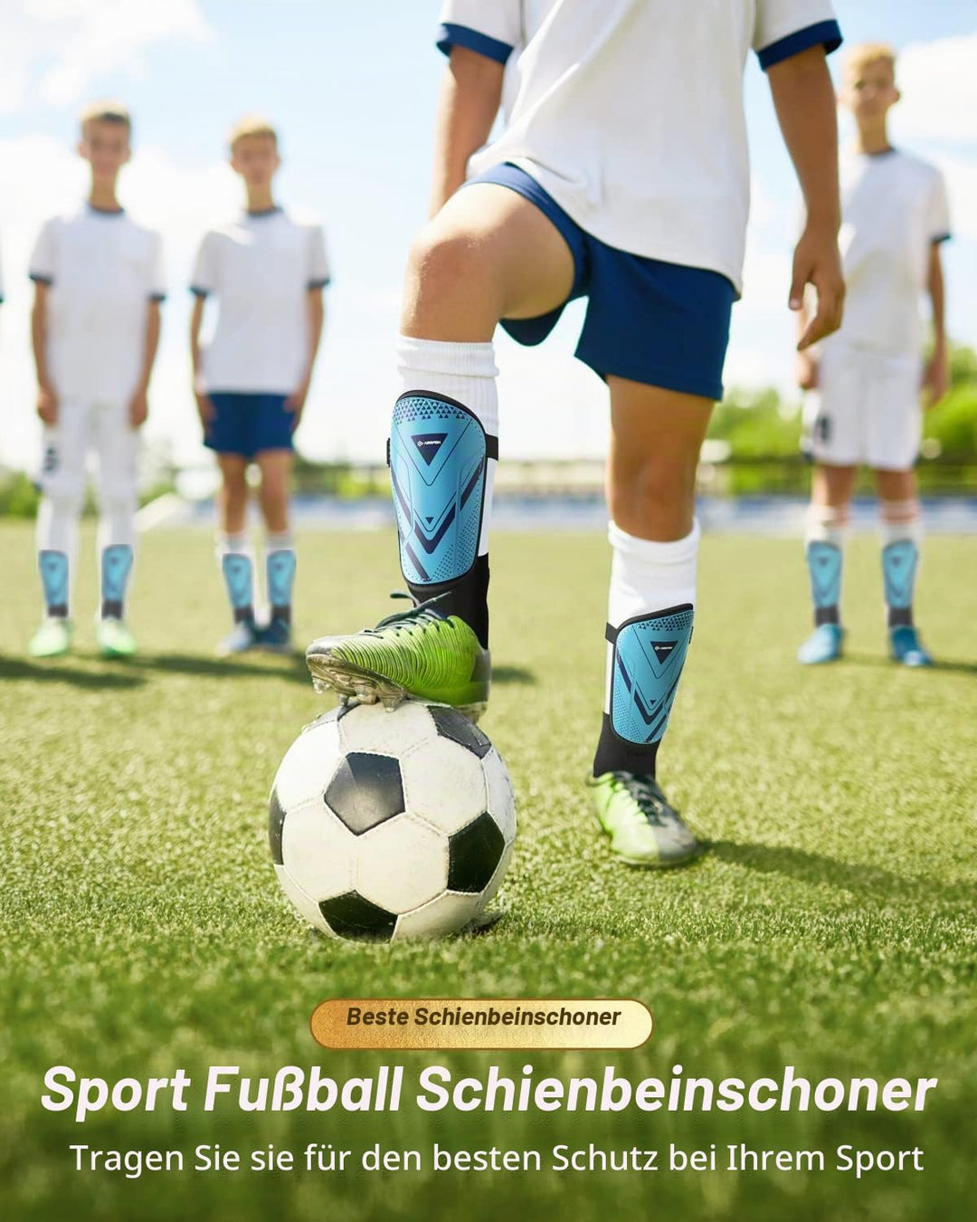 Schienbeinschoner Kinder Fussball Zertifizierte Airsfish Schienbeinschoner für Fussball mit Knöchels
