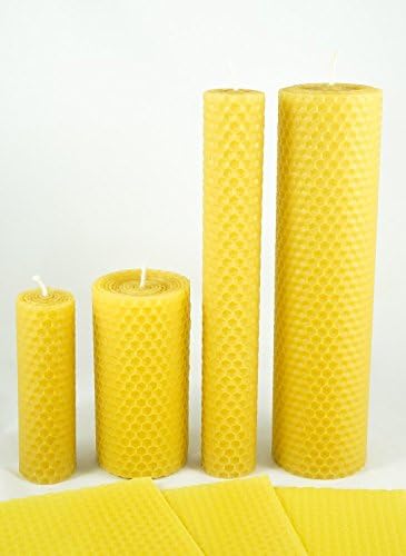 Naturra 20 100% Bienenwachs Stabkerzen handgerollt mit Wabenmuster Set - ca. 12 Stunden Brenndauer p