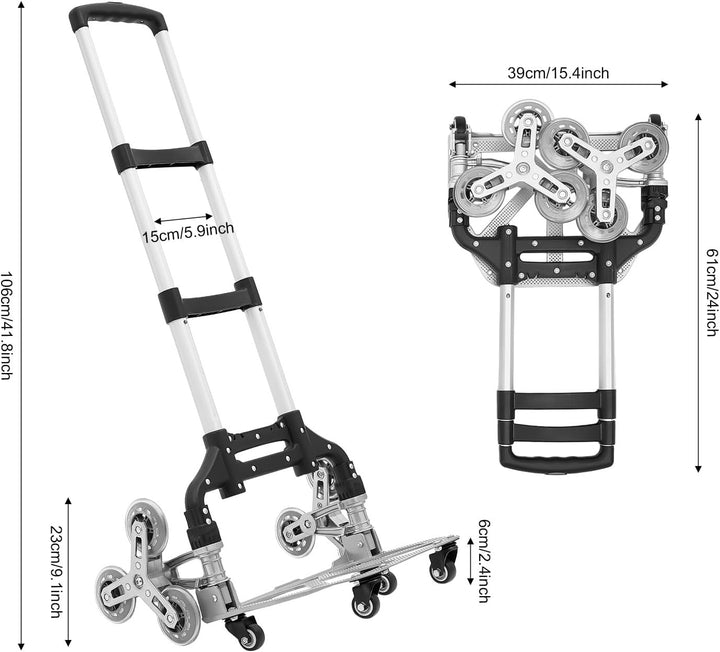 Aluminium Einkaufstrolley Treppensteiger, Klappbar Hackenporsche, Höhenverstellbar Trolly, Einkaufsw