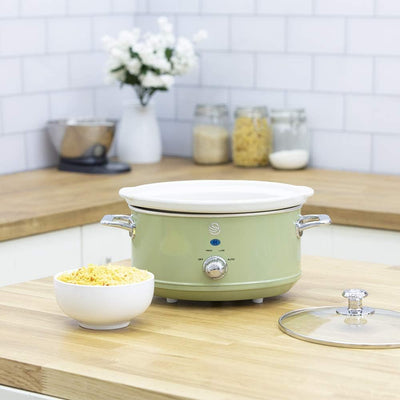 Swan Retro SF17021GNEU Slow Cooker 3,5L Abnehmbarer Kochbehälter, PFOA- und PTFE-freier Keramischer