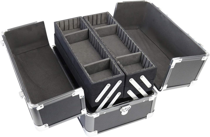 HMF 14901-02 Alu Kosmetikkoffer mit individuellen Trennwänden, Schminkkoffer leer | 33 x 22,5 x 24 c