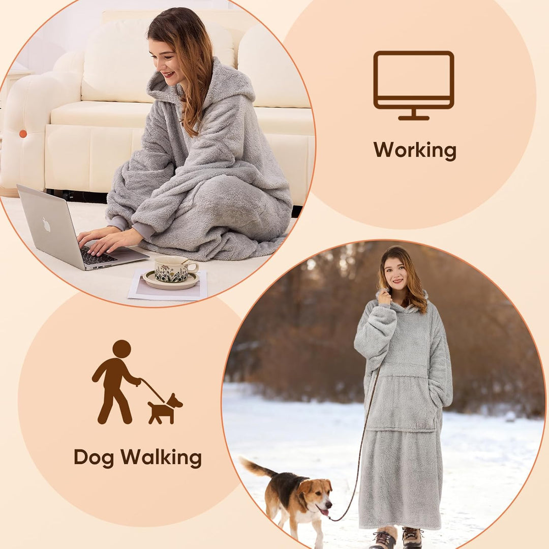 Qutool Hoodie Decke mit Ärmeln und Kuscheldecke, Weich Warm Tragbare zum Anziehen für Erwachsene, Ku