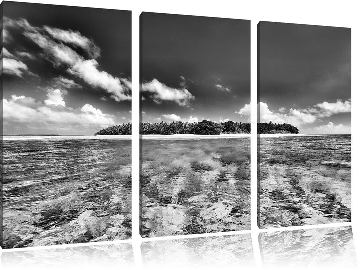 Pixxprint Malediven Traumstrand als Leinwandbild/Grösse: 3 Teilig (120x80 cm) cm/Wandbild/Kunstdruck