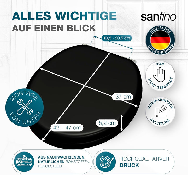 SANFINO® Premium WC Sitz mit Absenkautomatik – hochwertige Toilettendeckel aus Holz, viele bunte Mot