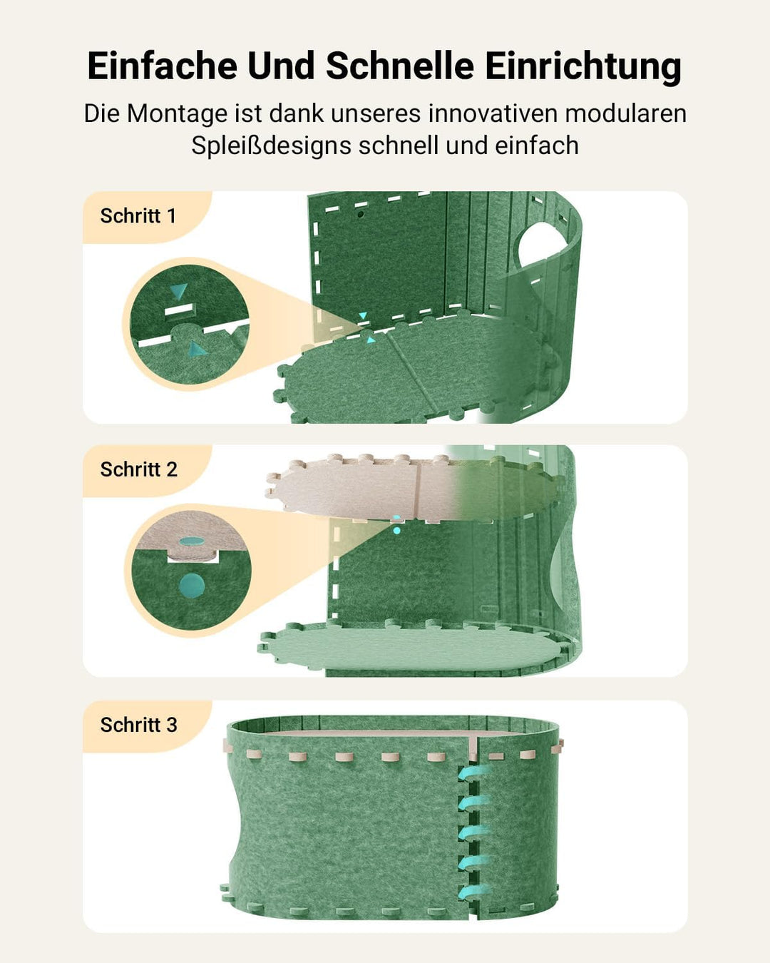 DownyPaws Katzenhöhle Filz, Katzenhaus aus Filz, Katzenbett, Katzenhöhle für Katzen, 58 x 33 x 30cm,