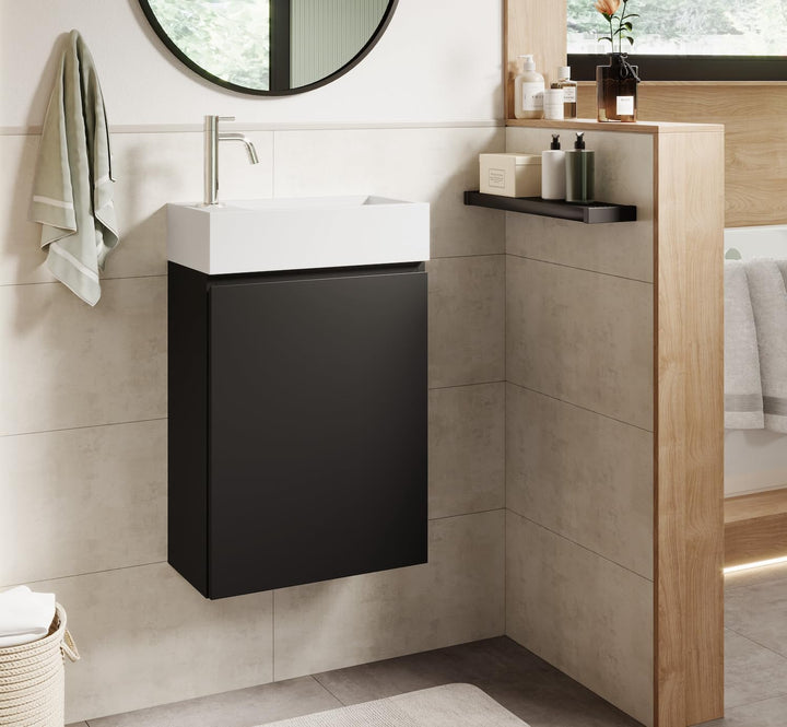 WC Badmöbel Angela 40x22 cm Matt schwarz - Schrank Waschbecken Badezimmer Toilette Mat Schwarz 40cm,