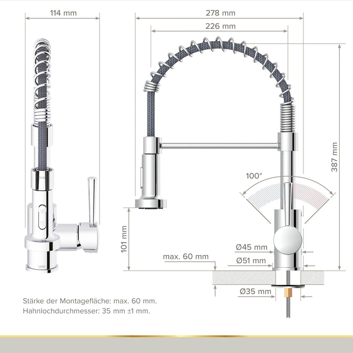 Lenz NOVA Küchenarmatur chrom 46070902, Chrom