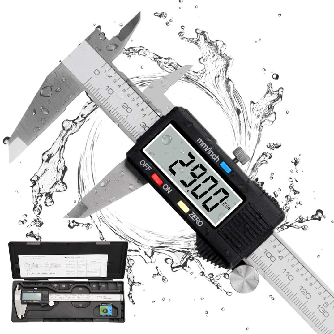 Messschieber Digital, Qfun Edelstahl Schieblehre Messwerkzeuge 150mm Spritzwasserdicht Staubdicht Sc