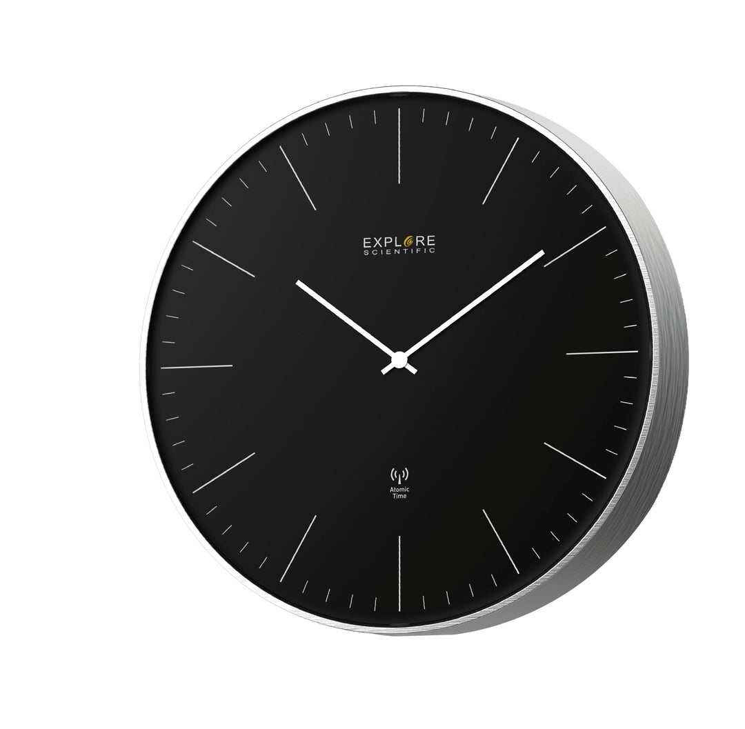 Explore Scientific RAC1001 Wanduhr Durchmesser 25 cm, Funkgesteuert, präzises Uhrwerk, Keine Anpassu
