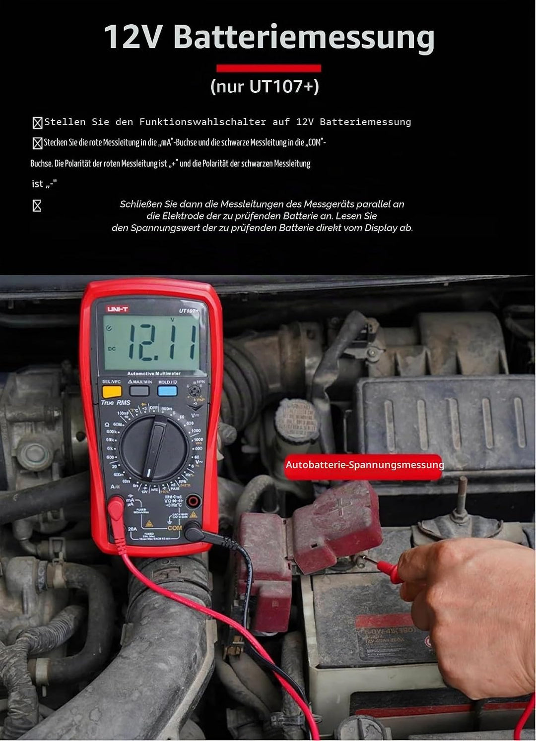 UNI-T UT107+ Automobile Multimeter High Precision True RMS Automobile Automatic Range Actual Value D