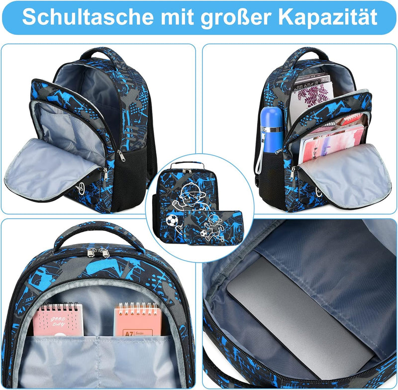 LOIDOU Schulrucksack Set Mädchen 3 Teilig Kinderrucksack Schultasche Teenager Rucksack Jungen Kinder