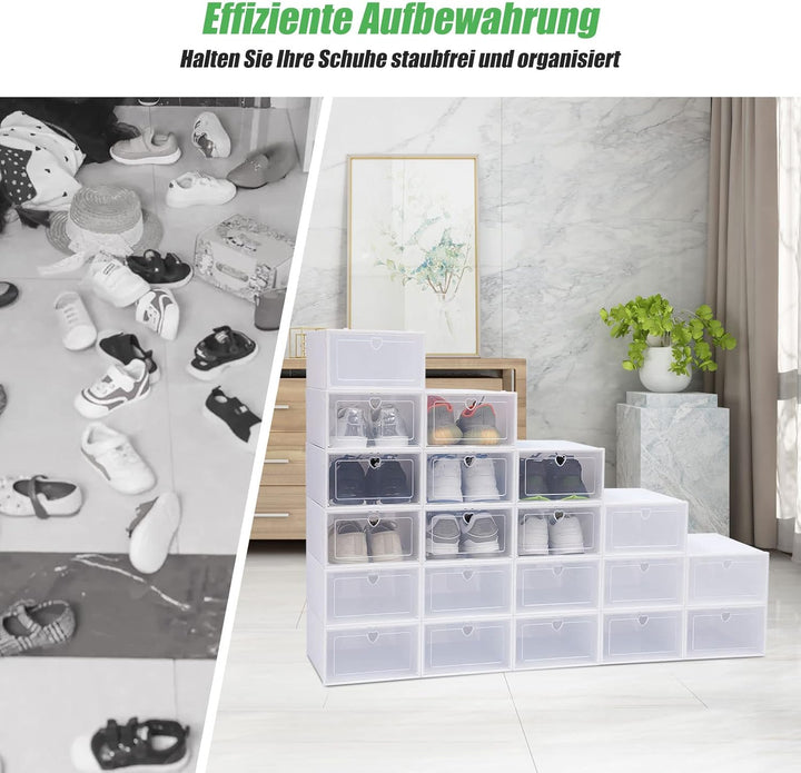 Schuhkarton Schuhboxen, Schuhaufbewahrung Kunststoffbox, 20er-Set Transparent Schuhaufbewahrung Schu