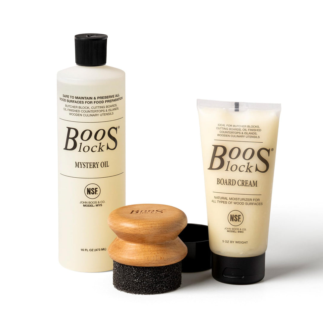 Boos Block Schneidebretteröl- und Wachs-Set – Mystery Oil (473 ml) – Board Cream (148 ml) – Öl für S