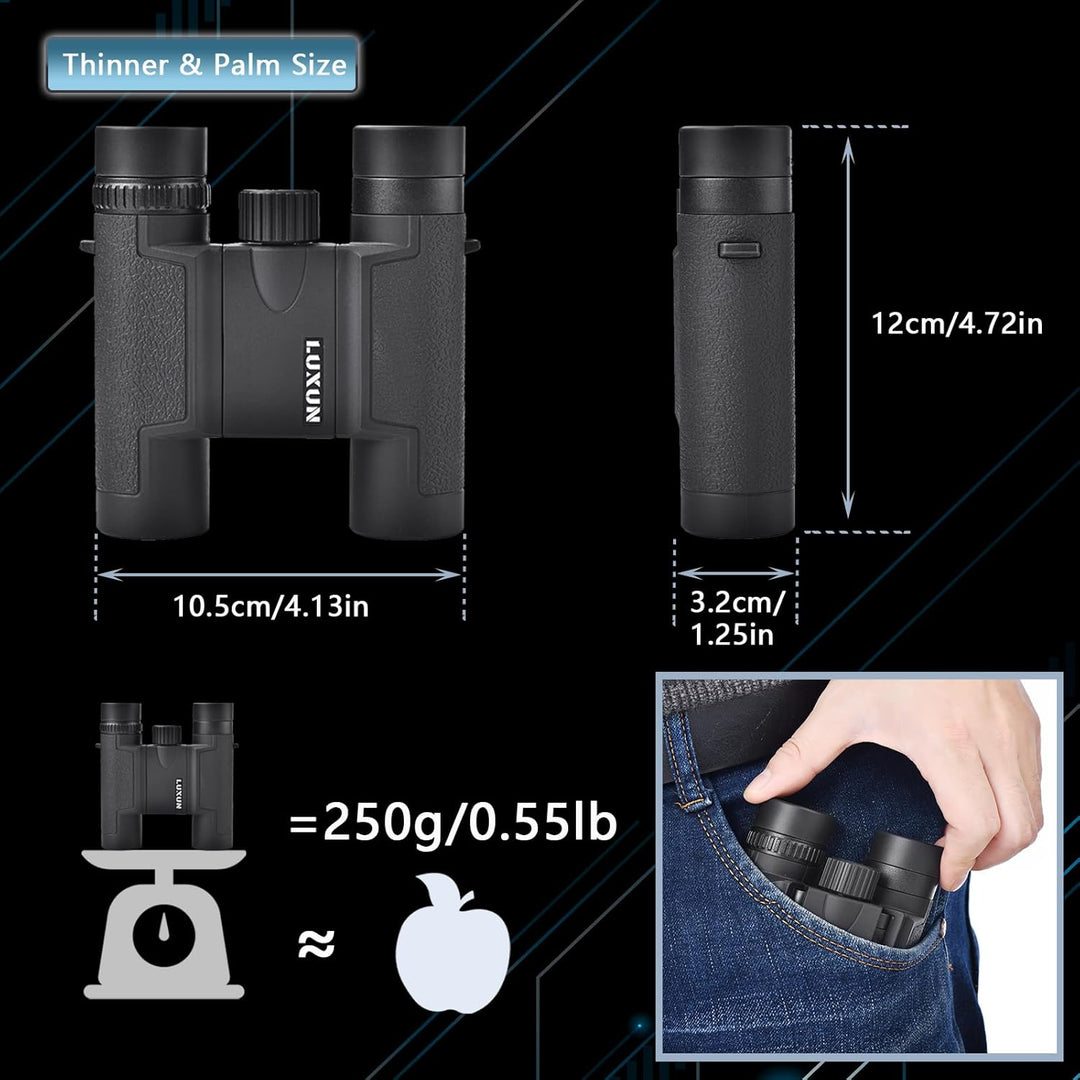 LUXUN 15x25 Fernglas für Erwachsene und Kinder, Klein leicht Binoculars mit FMC-Linse, Mini Kompakt