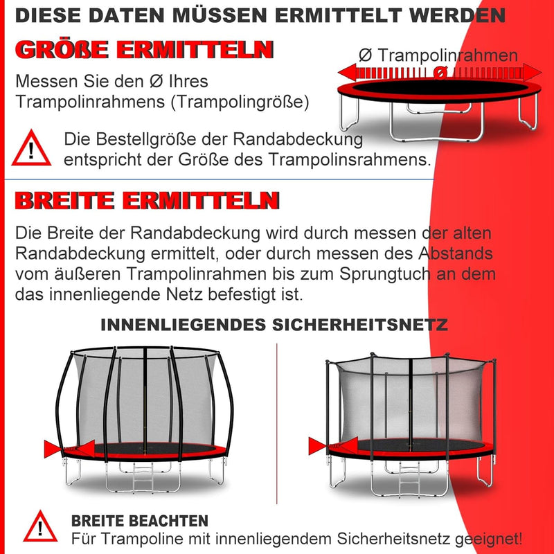 Baunsal® Trampolin Randabdeckung Ø 183 244 250 275 300 305 335 366 370 396 400 427 430 457 460 487 4