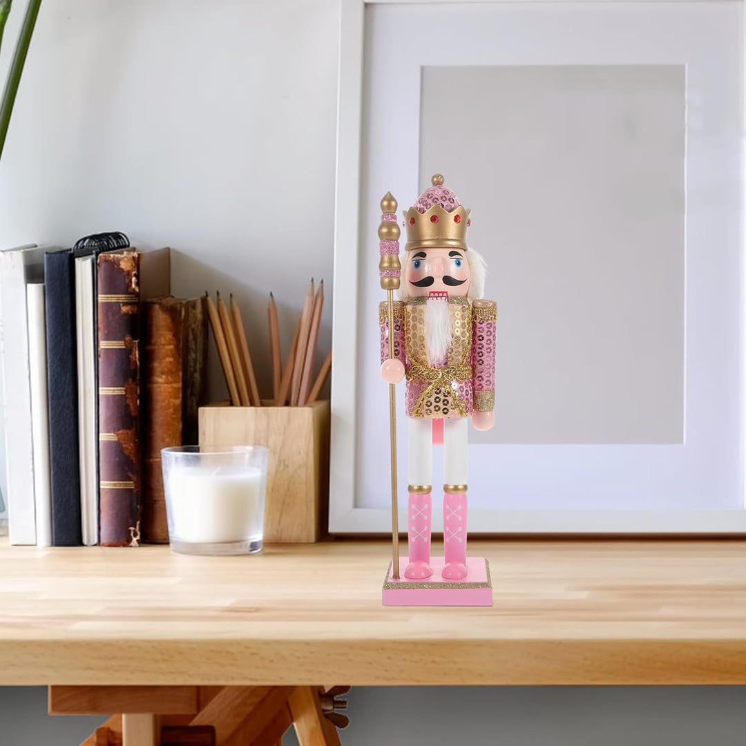 Veemoon Rosa Nussknackerfiguren, Glitzernde Soldatenfiguren, Weihnachtssoldaten-Dekoration für Den S