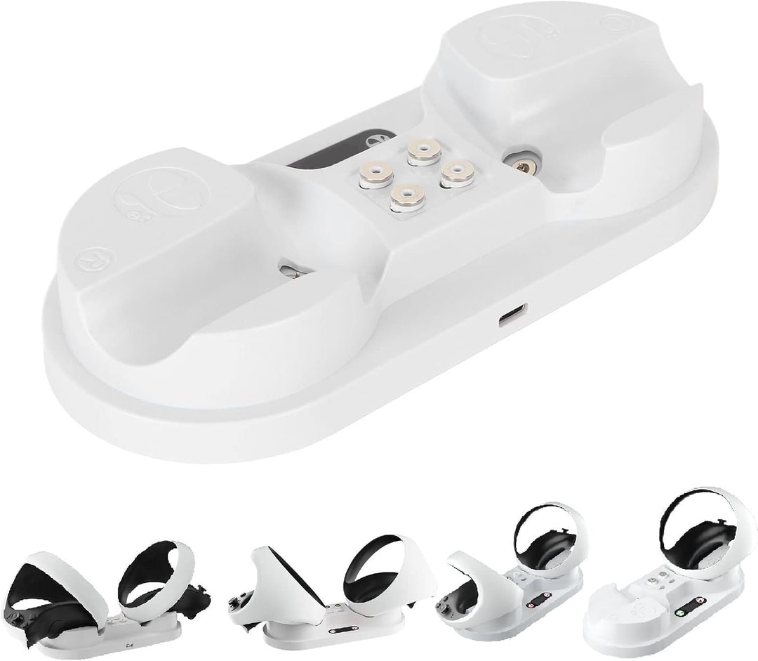 Ladestation für VR2, Dual-Controller-Ladestation, mit 4 Typ-C-Magnetanschlüssen, Typ-C-Ladekabel, LE