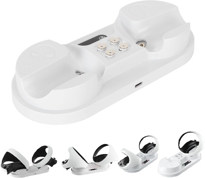 Ladestation für VR2, Dual-Controller-Ladestation, mit 4 Typ-C-Magnetanschlüssen, Typ-C-Ladekabel, LE