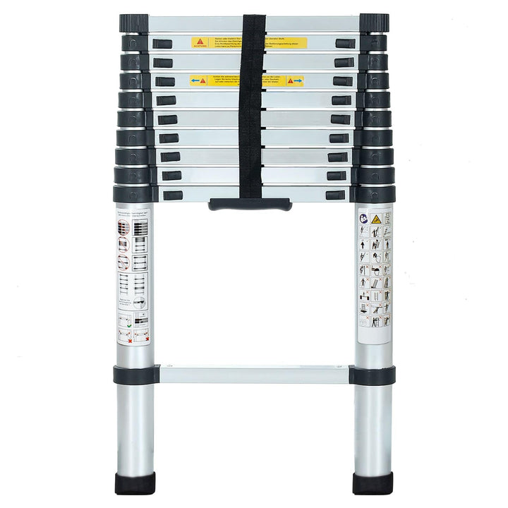 Eaxus® Teleskopleiter 3,2 m | DIN EN 131 | Aluminium Mehrzweckleiter | Ausziehbar mit 11 Stufen | Si