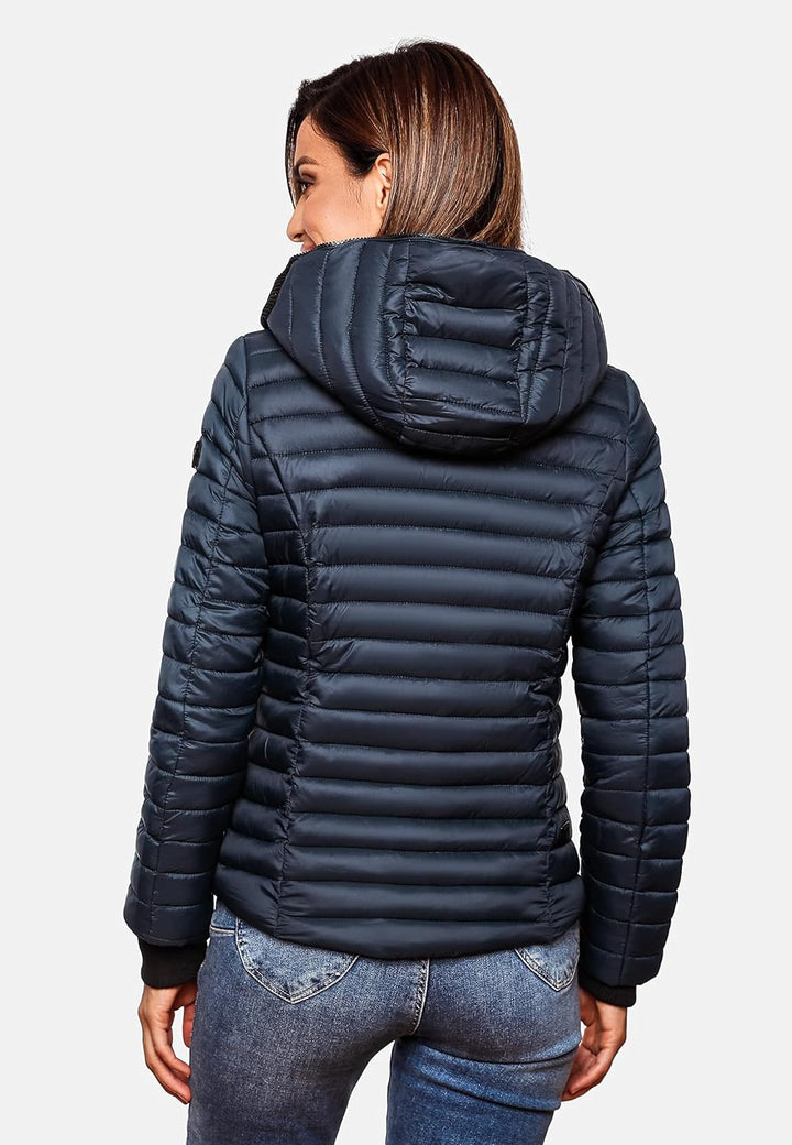 Navahoo Damen Damen leichte Übergangsjacke Steppjacke mit Kapuze Kimuk XS-XXL XS Navy, XS Navy