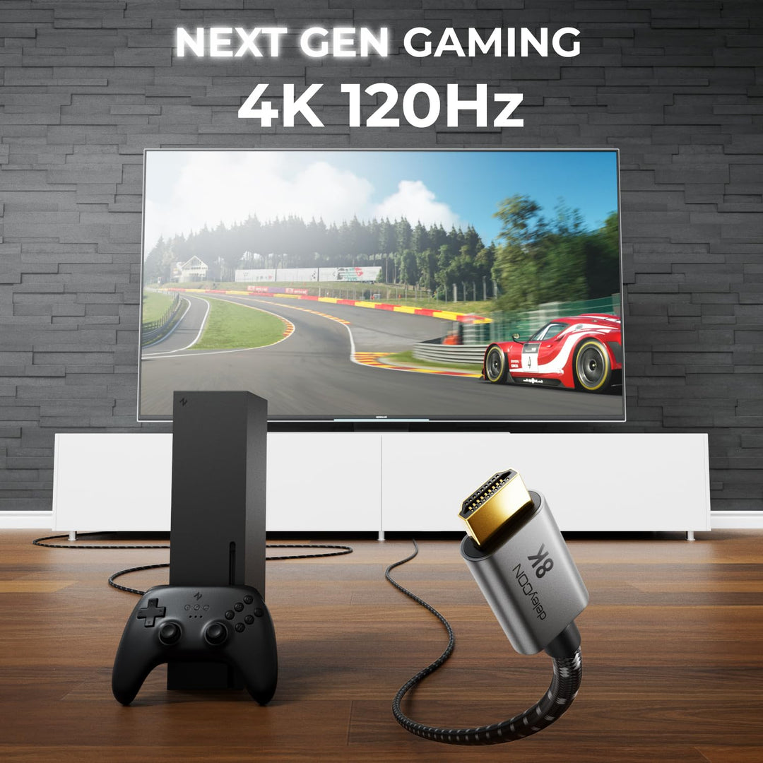 deleyCON 8K HDMI 2.1 Kabel 7,5m - für TV, Monitor, PS4, PS5, Xbox, Dolby Atmos Soundbar eARC, HDR10+