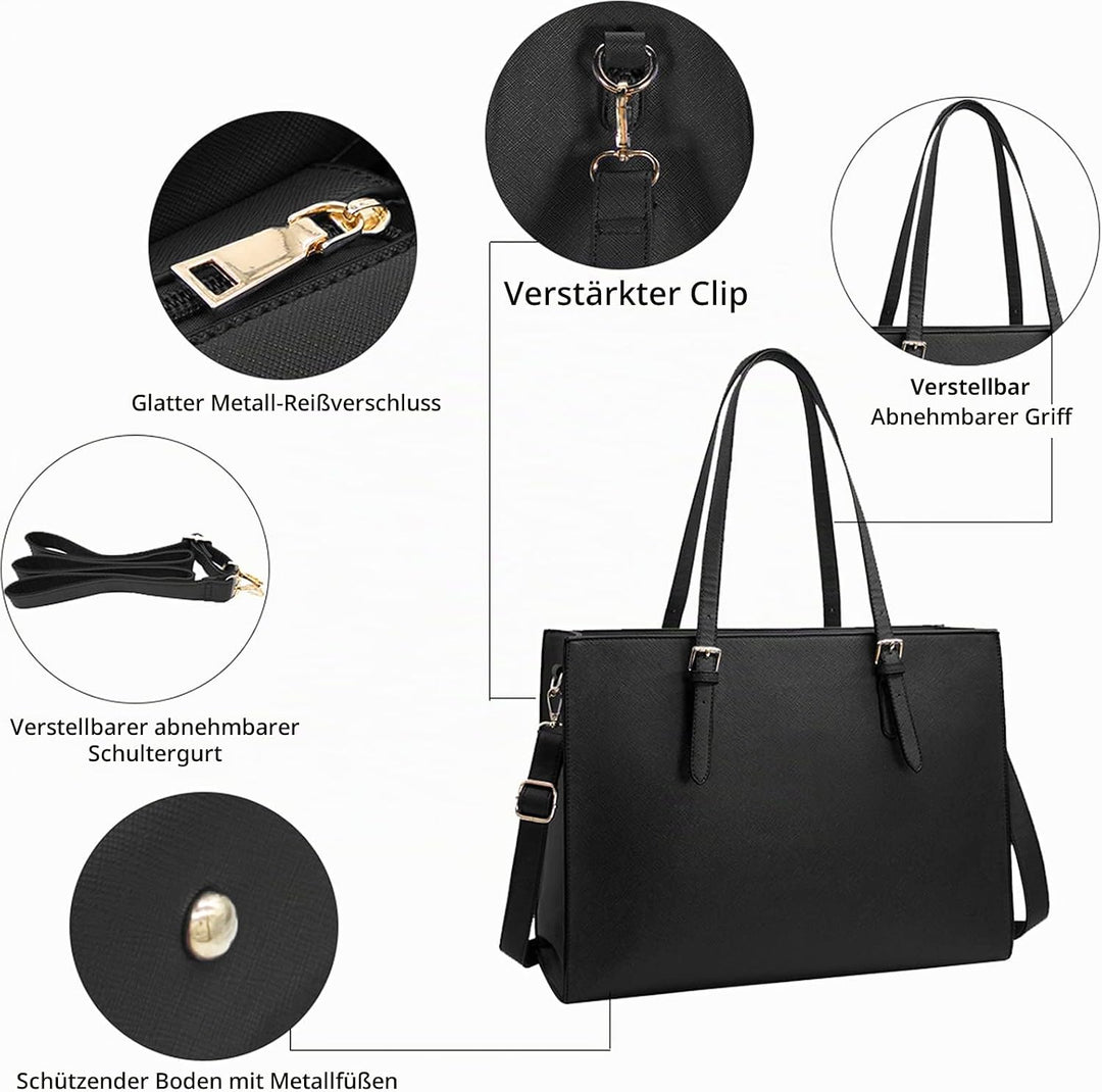 NUBILY Handtasche Shopper Damen Grosse Schwarz Handtasche Leder Umhängetasche Arbeitstasche Gross La