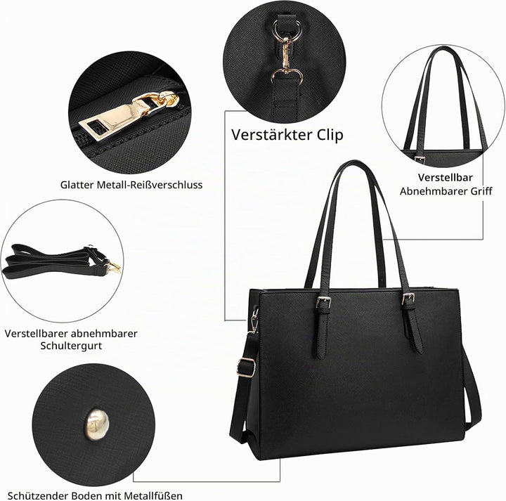 NUBILY Handtasche Shopper Damen Grosse Schwarz Handtasche Leder Umhängetasche Arbeitstasche Gross La