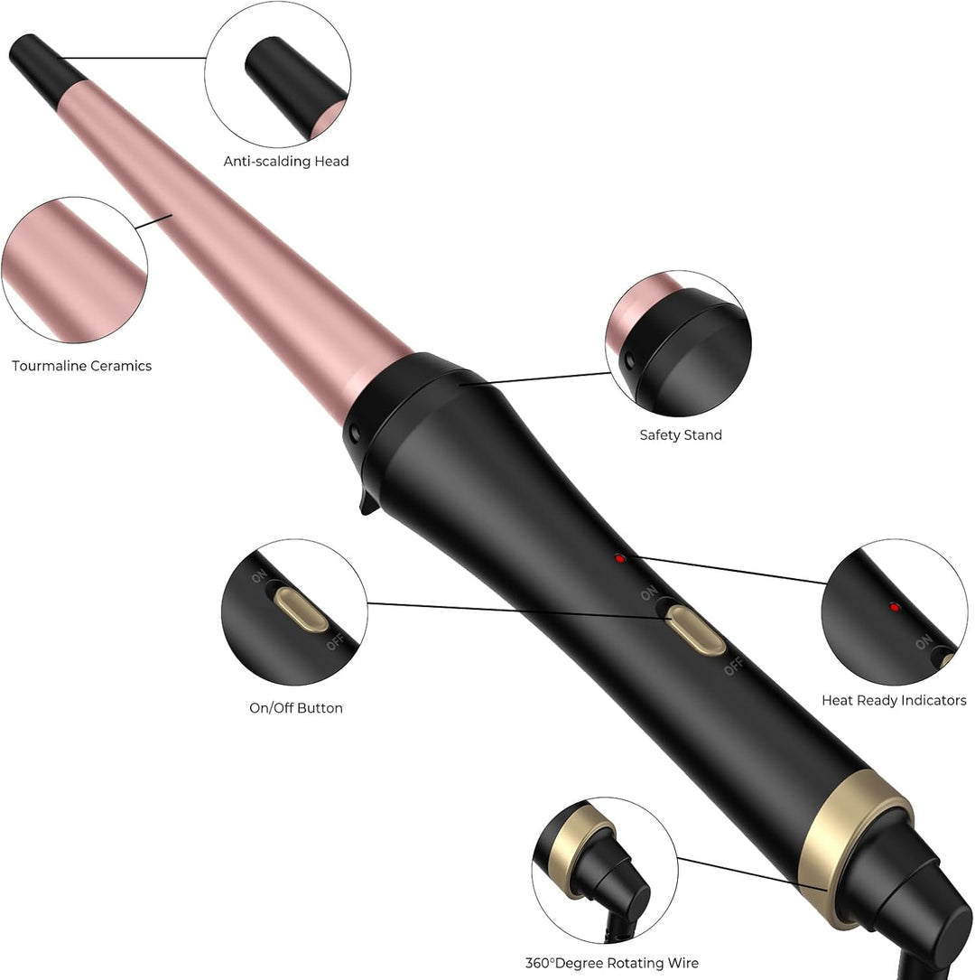Lockenstab Konisch Keramik für Konische Haare Natürliche Locken, Durchmesser von 13–25 mm, Maximale