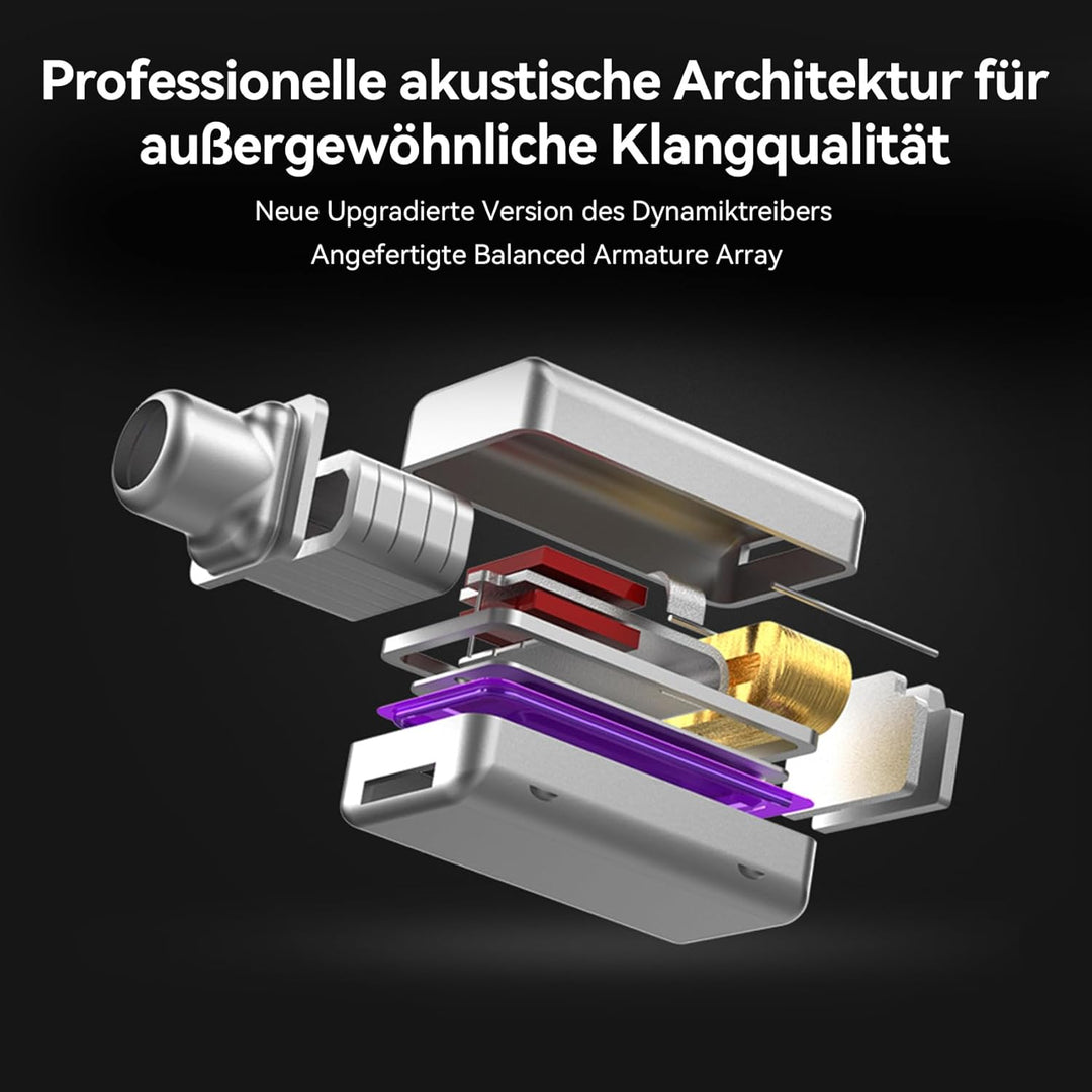 Yinyoo KZ ZS10 Pro IEM-Kopfhörer HiFi Hybrid Ohrhörer kabelgebunden mit Mikrofon, 1DD+4BA 5 Treiber