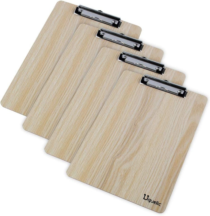 Uquelic Klemmbrett/Schreibbrett/Clipboard A4-4Pcs Klemmbretter A4 Eleganz Luxus Holzmaserung Abgerun