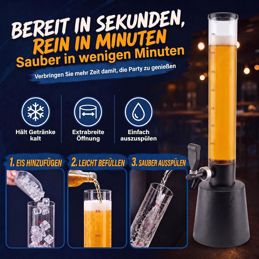 Bierzapfanlage &amp; Biersäule 3,5L – Premium Getränkespender &amp; Bierturm für Partys – Getränkesäule, Zap