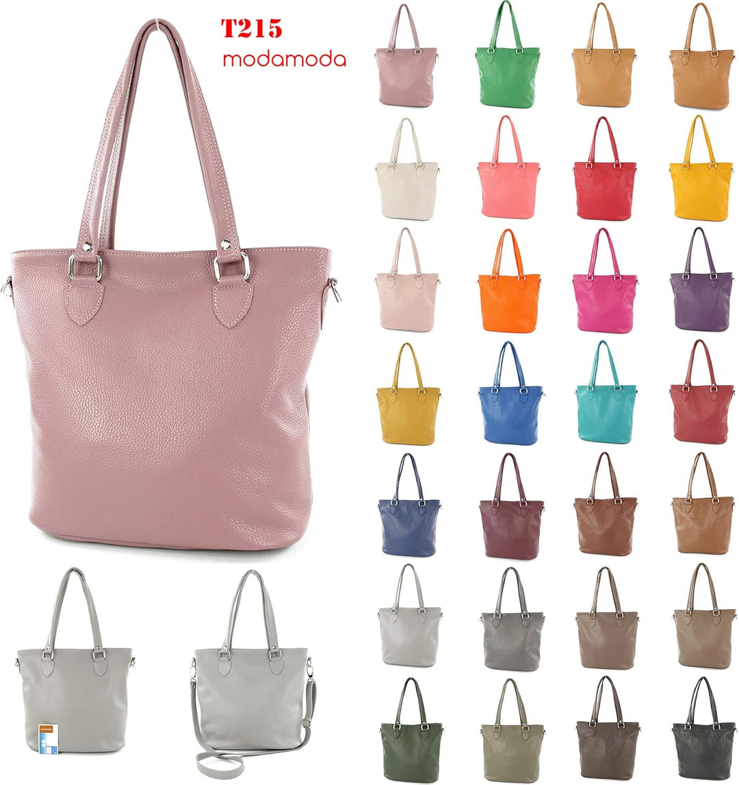 modamoda de - T215 - Italienische Ledertasche Shopper Large Senfgelb, Senfgelb