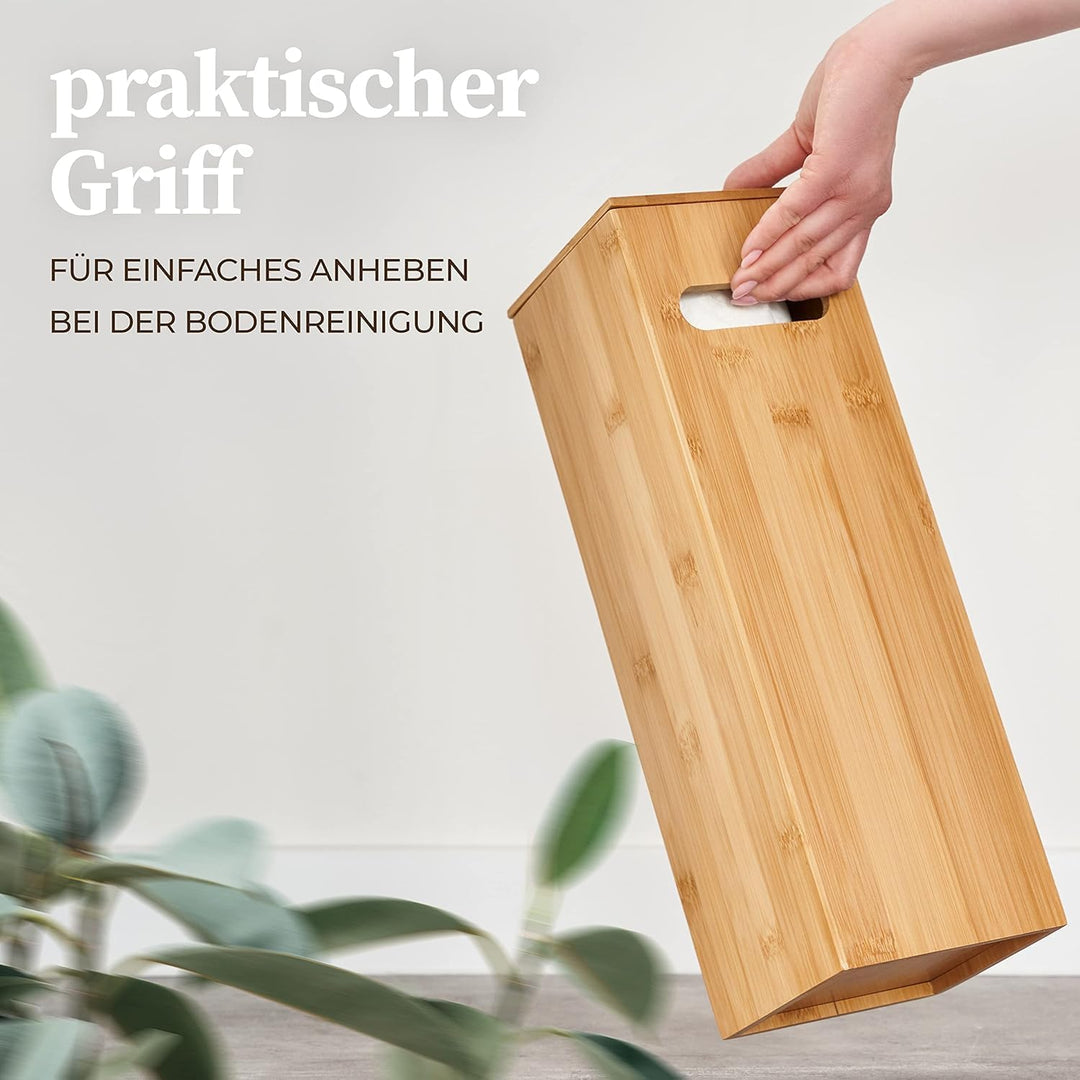 HENNEZ Toilettenpapier Aufbewahrung Bambus 4 Rollen Klopapier mit Deckel & Ablage Ersatzrollenhalter